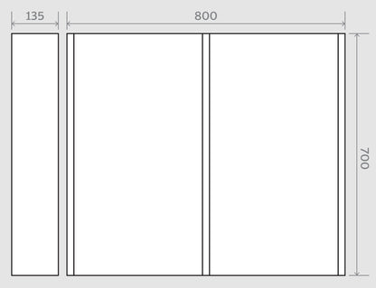 Led Mirror Cabinet 700 X 800 With Demister | Shaver Plug | 2 Colour Touch Sense