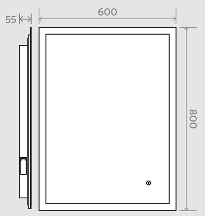 Led Mirror 600 X 800 With Demister | 2 Colour Touch Sense