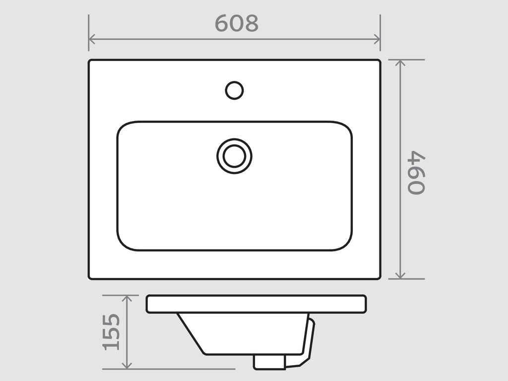 Ceramic Basin 610mm 1 Tap Hole - Copenhagen Malmo