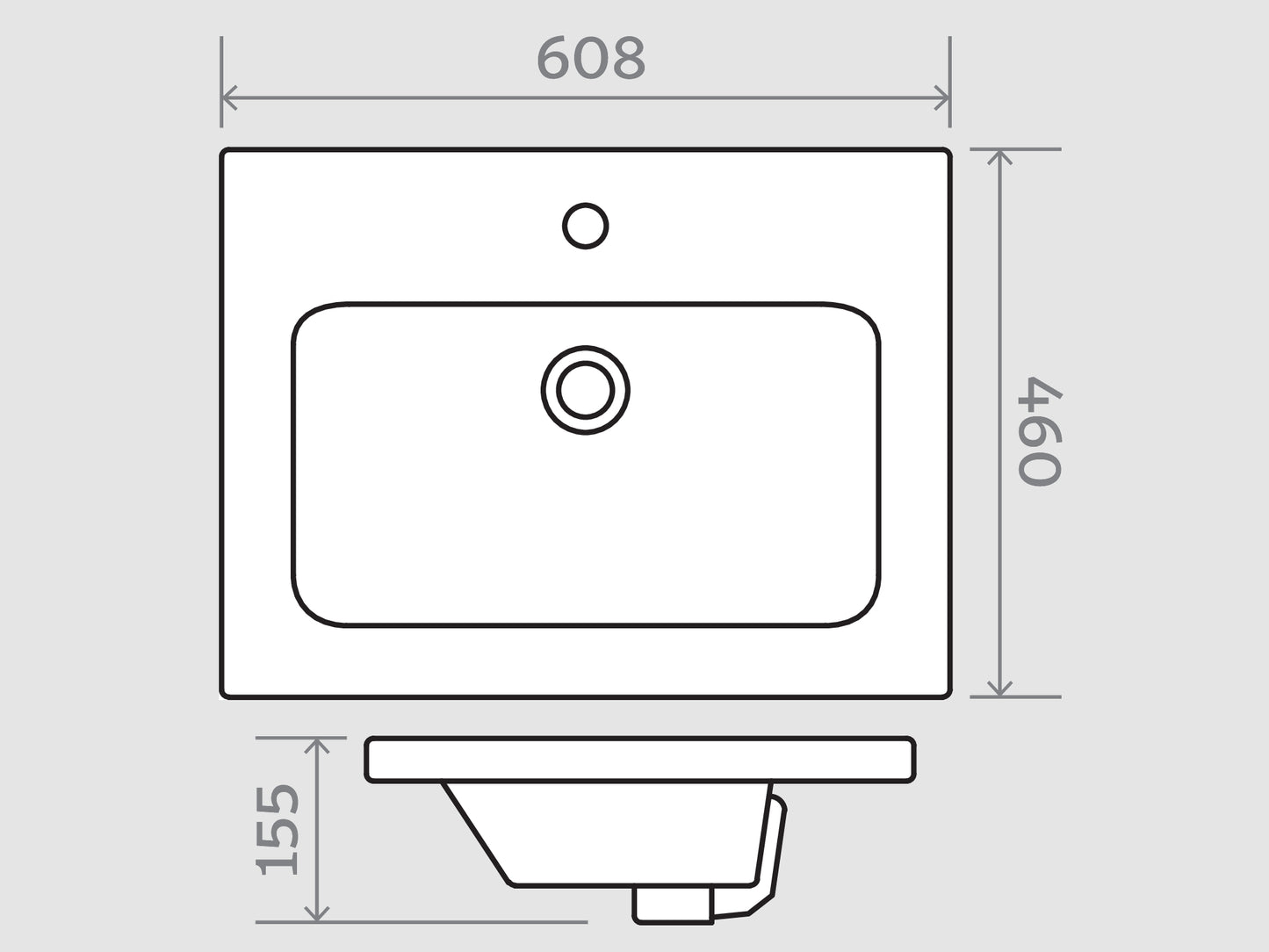 Ceramic Basin 610mm 1 Tap Hole - Copenhagen Malmo