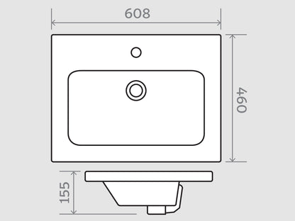 Ceramic Basin 610mm 1 Tap Hole - Copenhagen Malmo