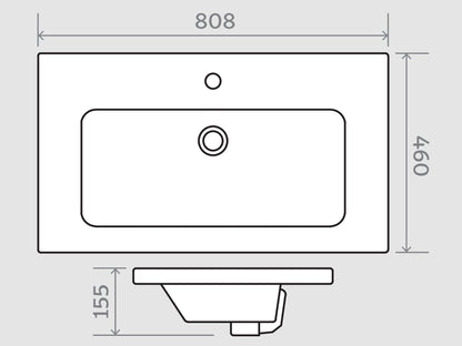 Ceramic Basin 810mm 1 Tap Hole - Copenhagen Malmo
