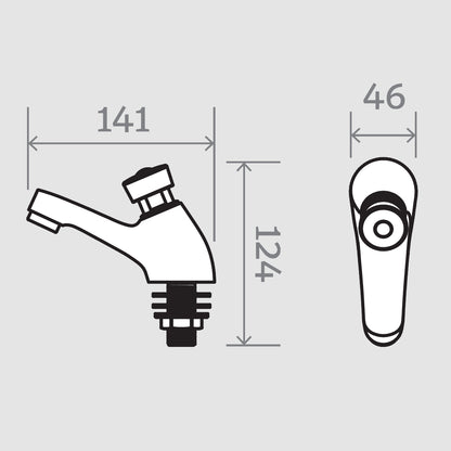 Non Concussive Basin Push Button Tap - WRAS Approved