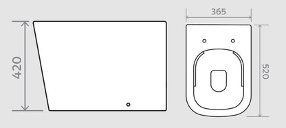 Rimless Black Back to Wall WC Pan & Seat - Unique Square Design - Holme