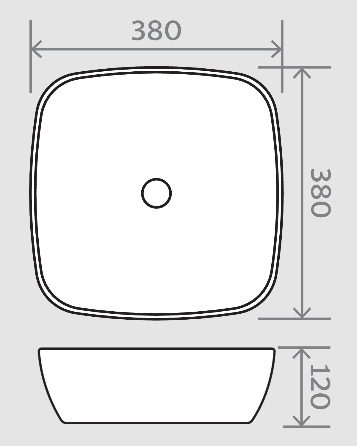 Square Vessel 380mm Counter Top Basin