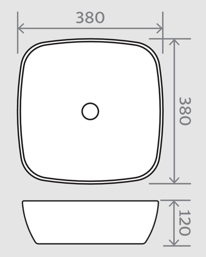 Square Vessel 380mm Counter Top Basin