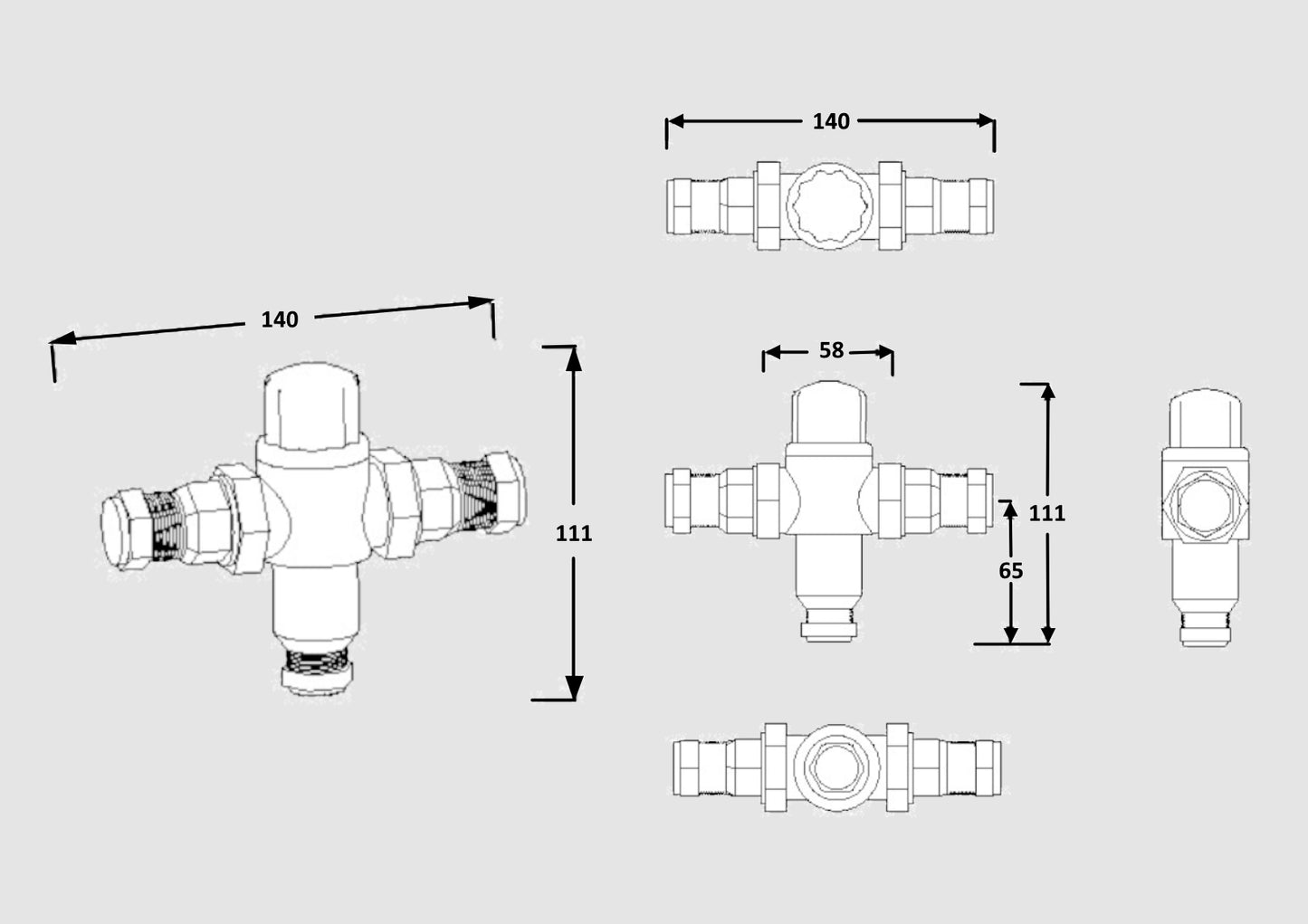 15mm Thermostatic Mixing Valve Doc M Bathroom - WRAS + TMV3 Approved