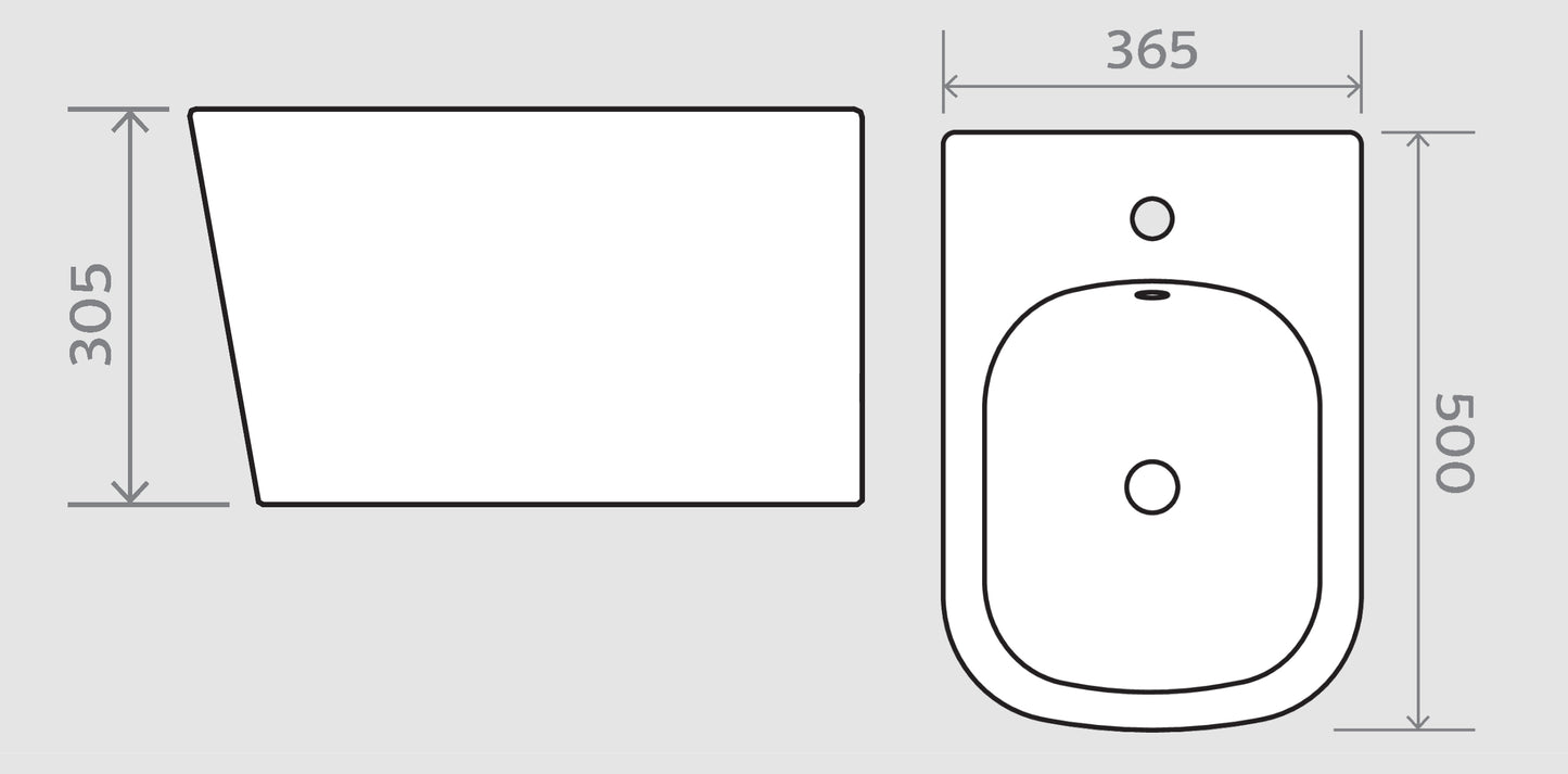 Bidet Wall Hung - Unique Square Design - Holme