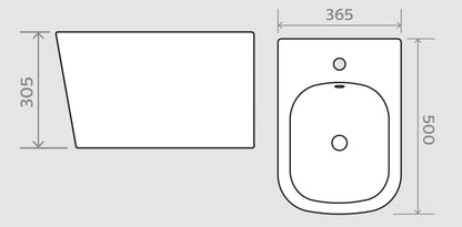 Bidet Wall Hung - Unique Square Design - Holme