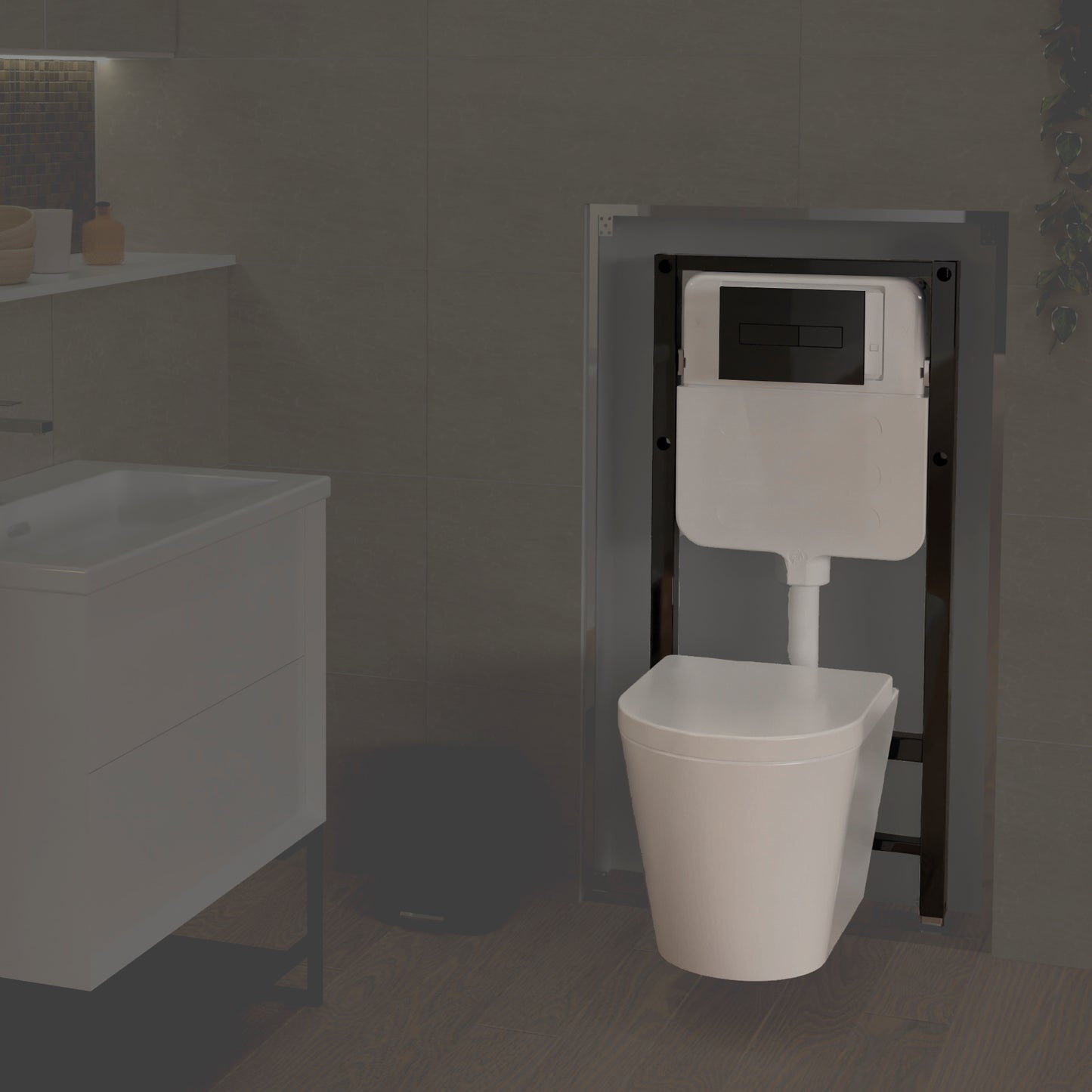 Back To Wall Rimless WC Pan with Concealed Cistern Frame -  Barford
