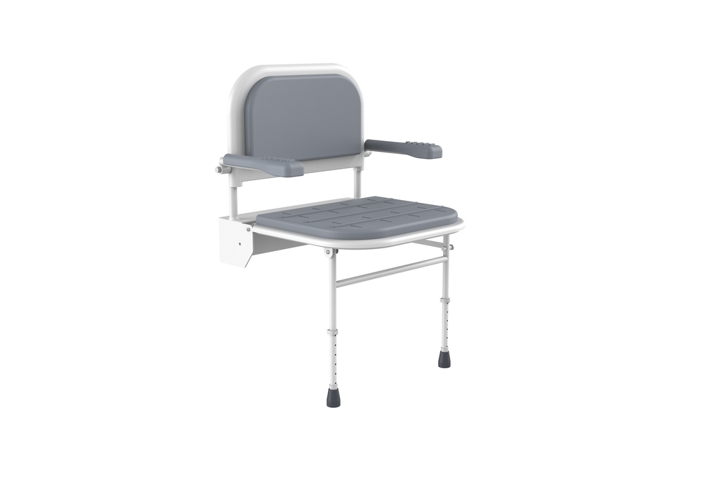 Shower chair with back rest arm and leg Grey - The Bathroom Quarter