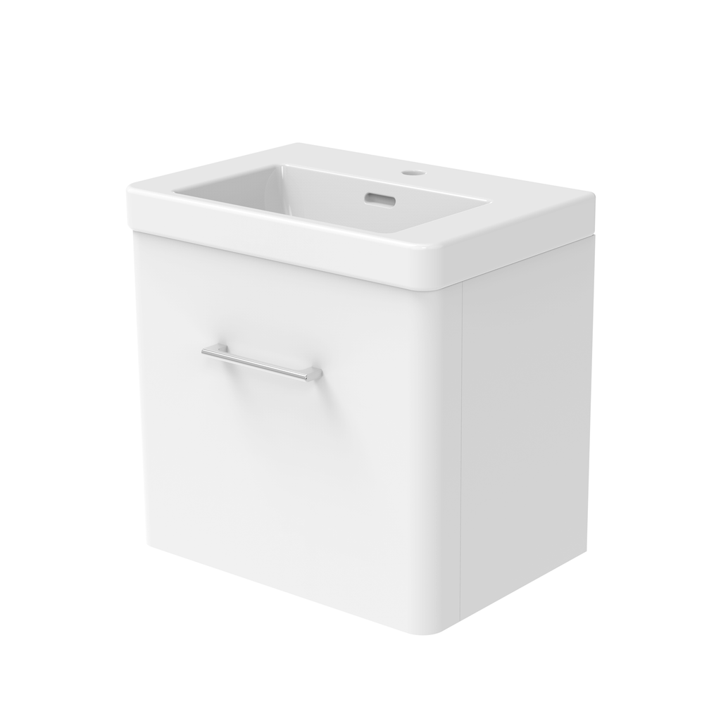 Bathroom 100% Waterproof 1 Drawer Wall Hung Unit With Basin 600mm - Balmorals London Form - The Bathroom Quarter