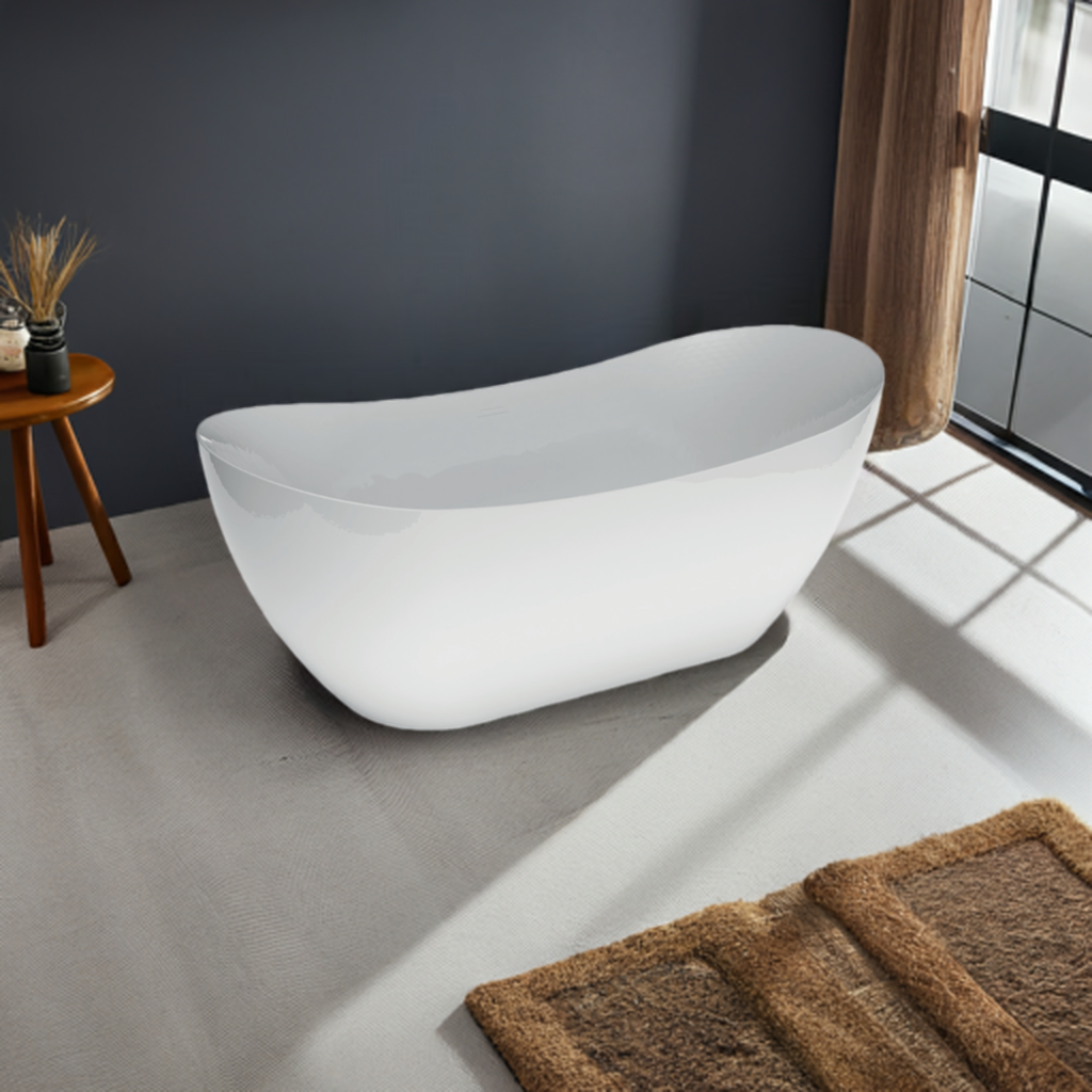 Freestanding 800 x 1800mm Oval Boat Bath in White -  Barford