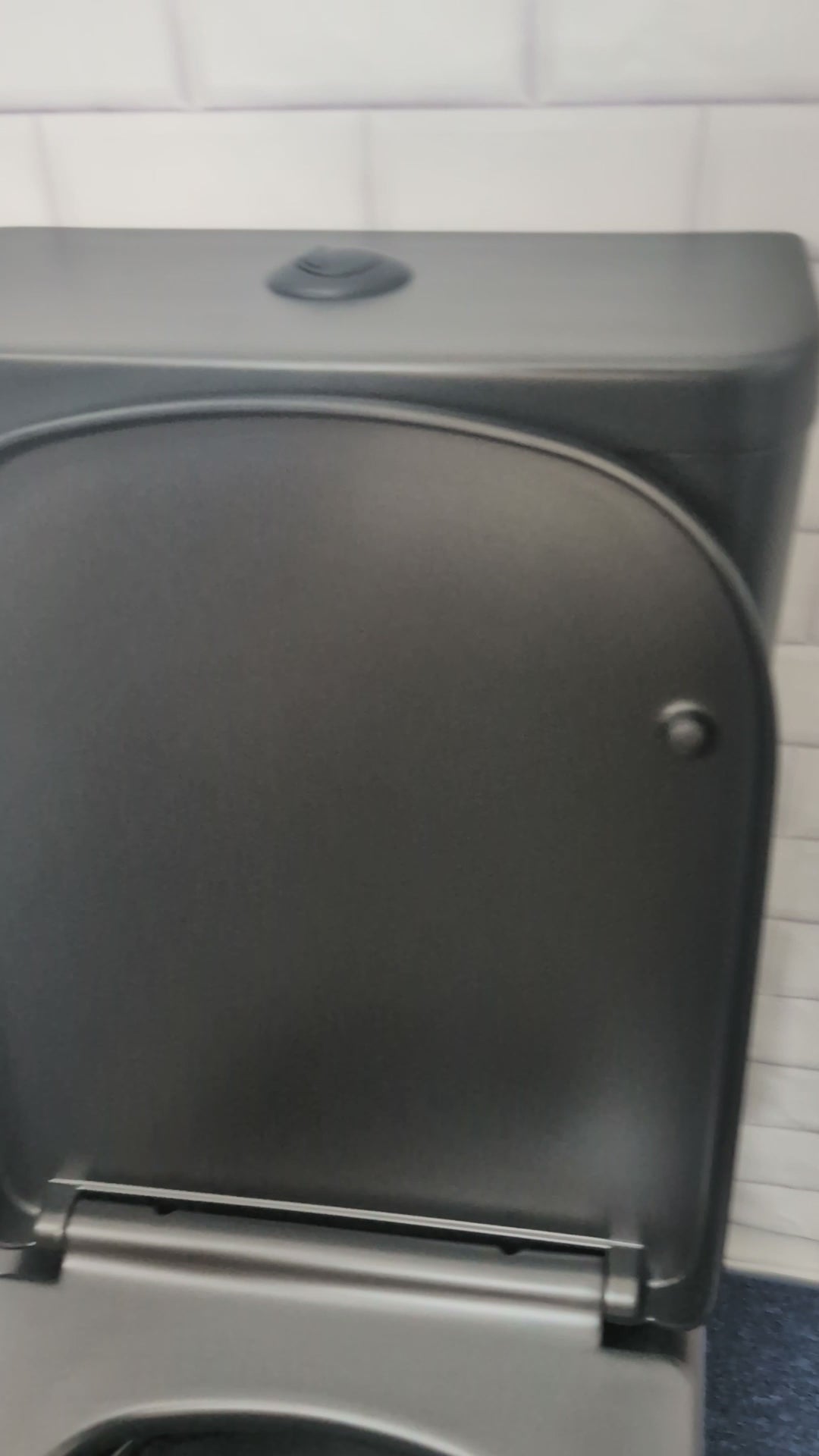 Rimless Close Coupled Black WC Pan, Cistern, Seat, Back to Wall Set